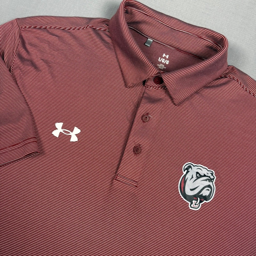 Under Armour Union University Bulldogs Men's Striped Polo Shirt Red Large
